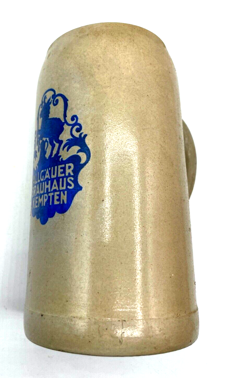 Dachbodenfund alter Steinzeug Krug Bierkrug Allgäuer Brauhaus Kempten 1 Ltr gepf4