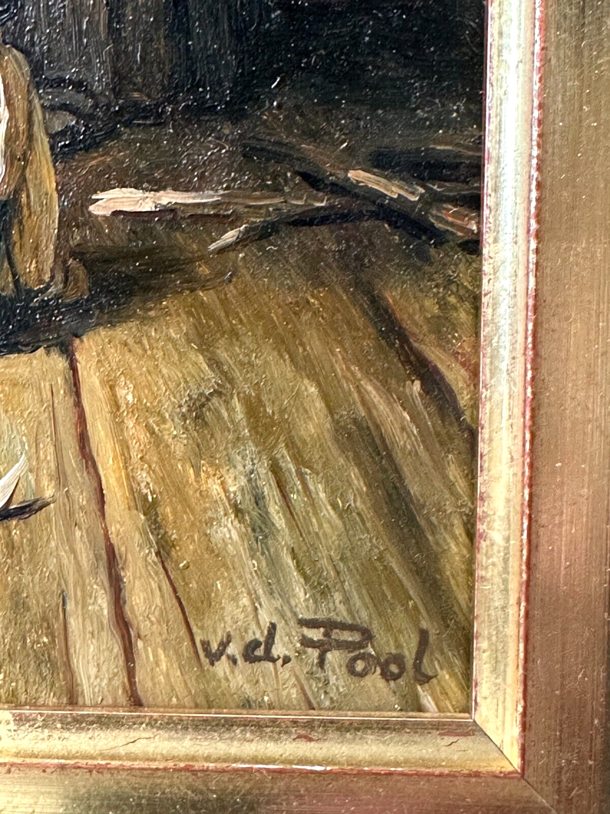 Öl auf Holz - Van der Pool - Genre Malerei - Signiert - Gerahmt - Küche mit Frau4