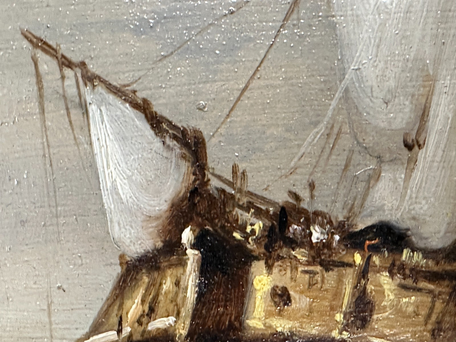 Stimmungsvolle Marine – Öl auf Holz – niederländische Schule – signiert - 19/20.7