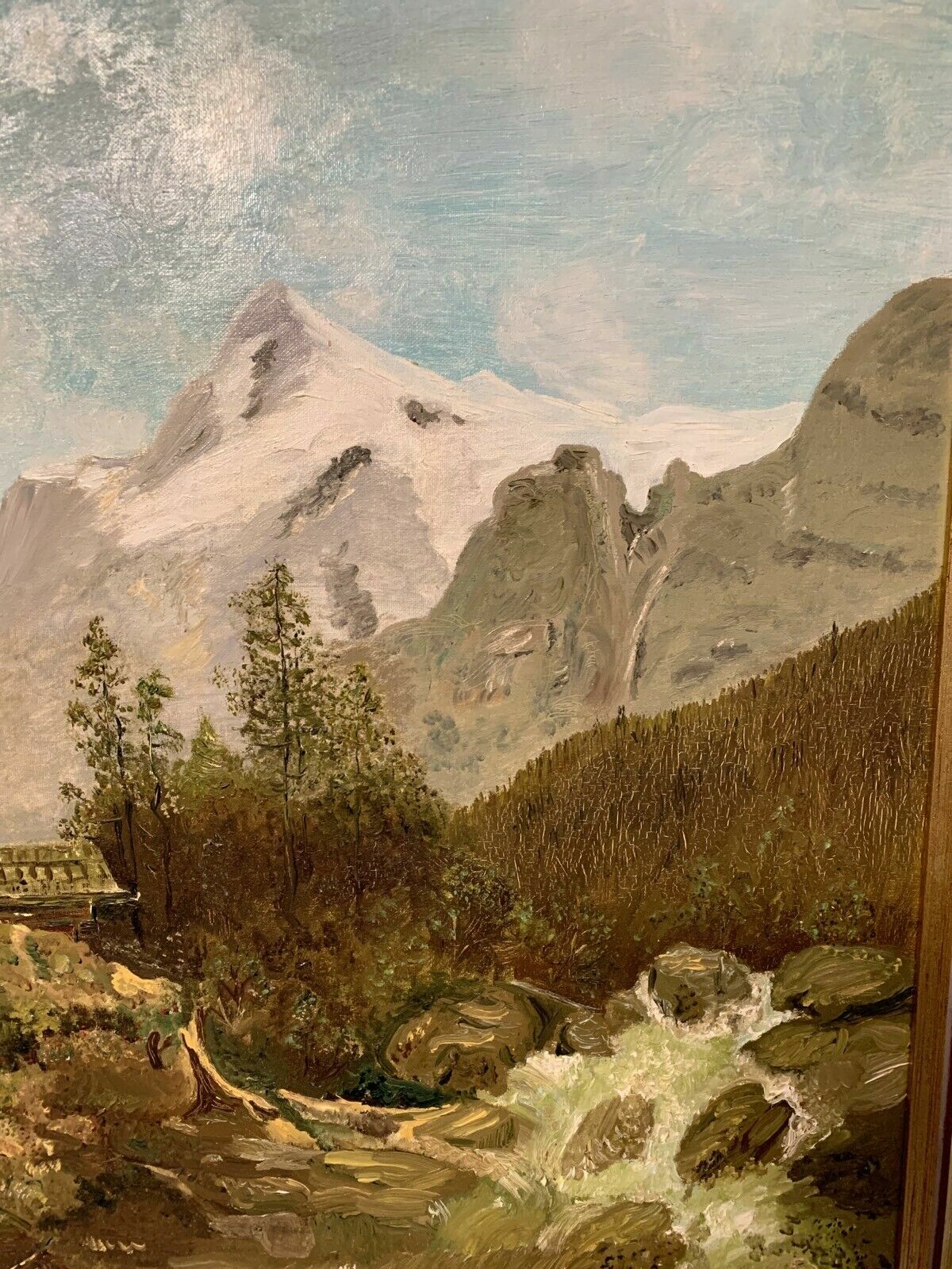 Ölgemälde - Öl auf Leinwand - signiert Monogramm - 'Der Gebirgsbach' - gerahmt7