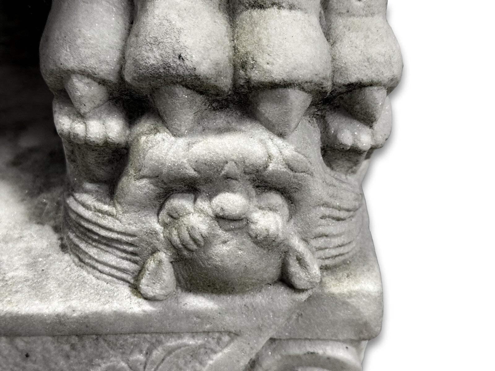 Paar Wächterlöwen - Foo-Hunde Skulptur - China 20. Jhd - weißer Marmor11