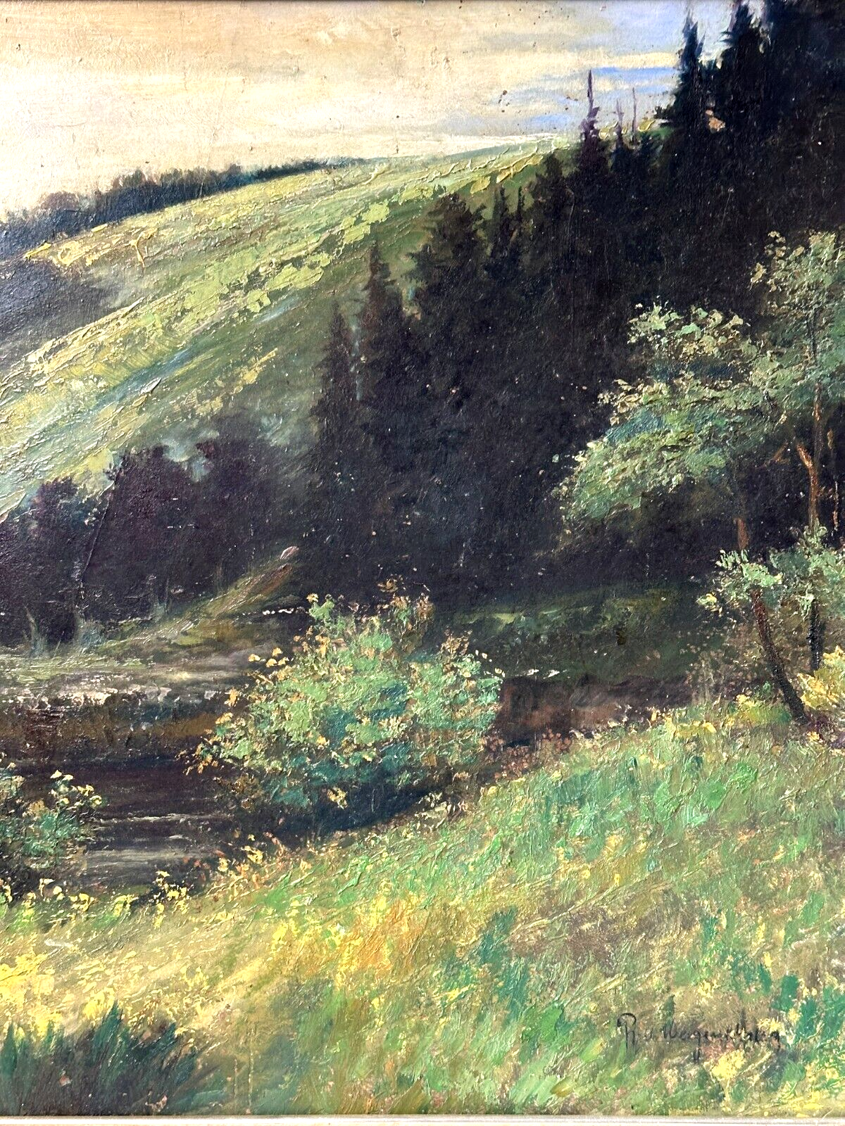 Wilhelm Mergenthaler 1878-? - Öl auf Karton - Berglandschaft - gerahmt signiert1