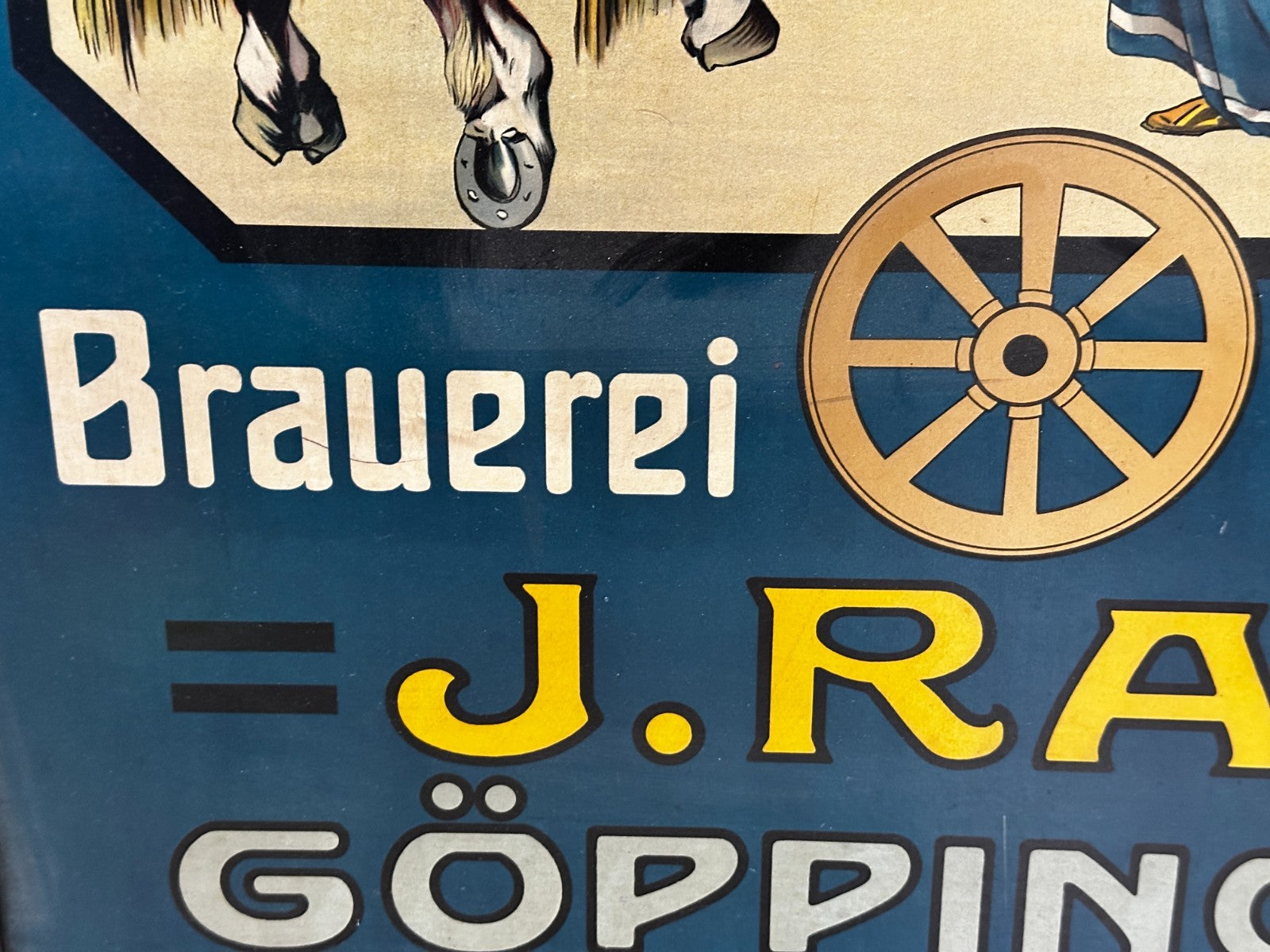 Großformatiges Werbeschild „Staufen-Bräu“ – J. Rau, Göppingen – um 1920/301