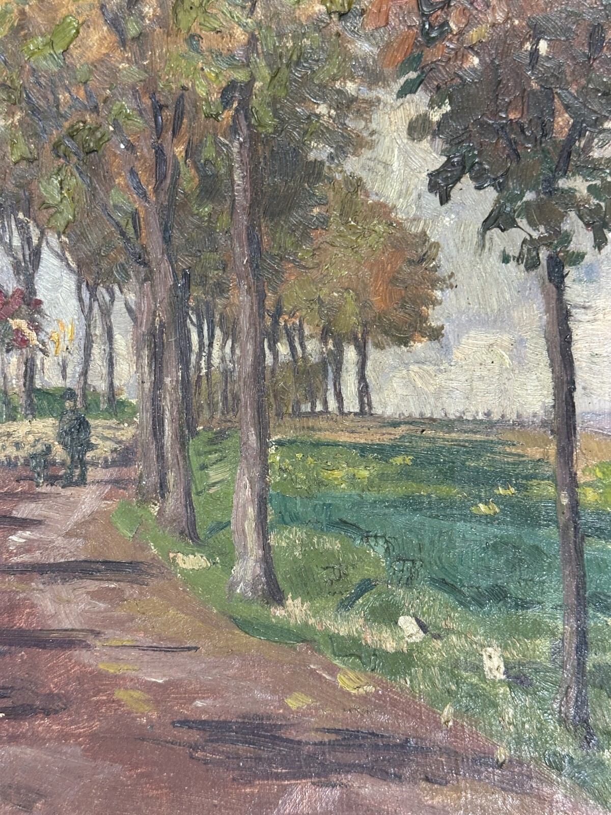 Edmund Massau (1860–1935) Öl auf Leinwand - herbstliche Straßenszene - signiert4