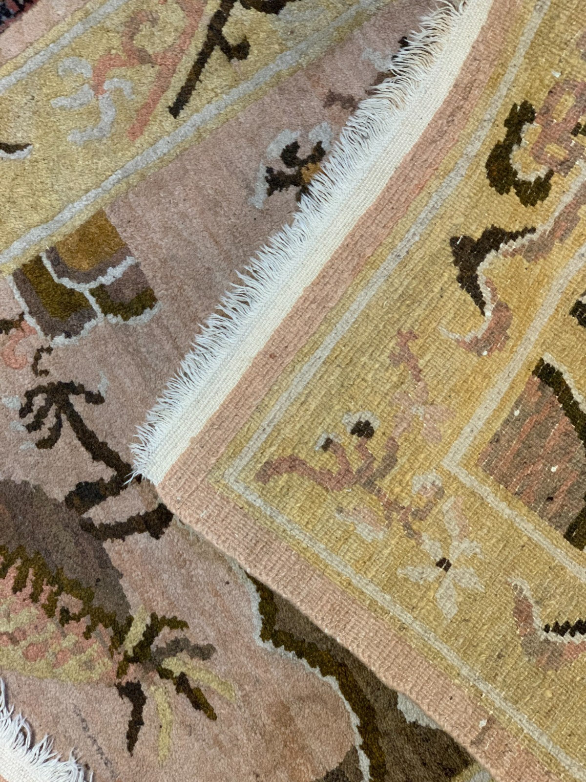 alter asiatischer Teppich - Pastell Farben - Wolle - ca. 50er Jahre Handgeknüpft1