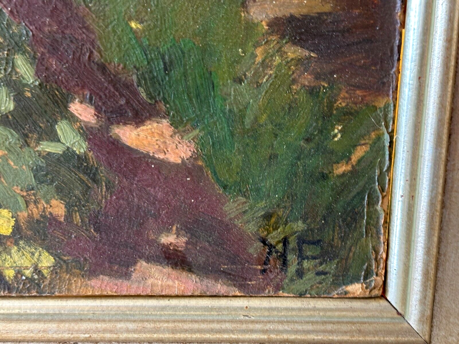 Öl auf Karton - Stadt Dorfansicht - Monogramm K.F. Karl Fürst gerahmt - signiert9