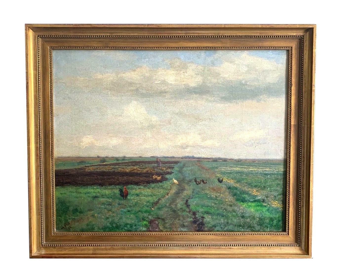 Georg Flad - Dachauer Landschaft - 1889 - Öl auf Leinwand - signiert0