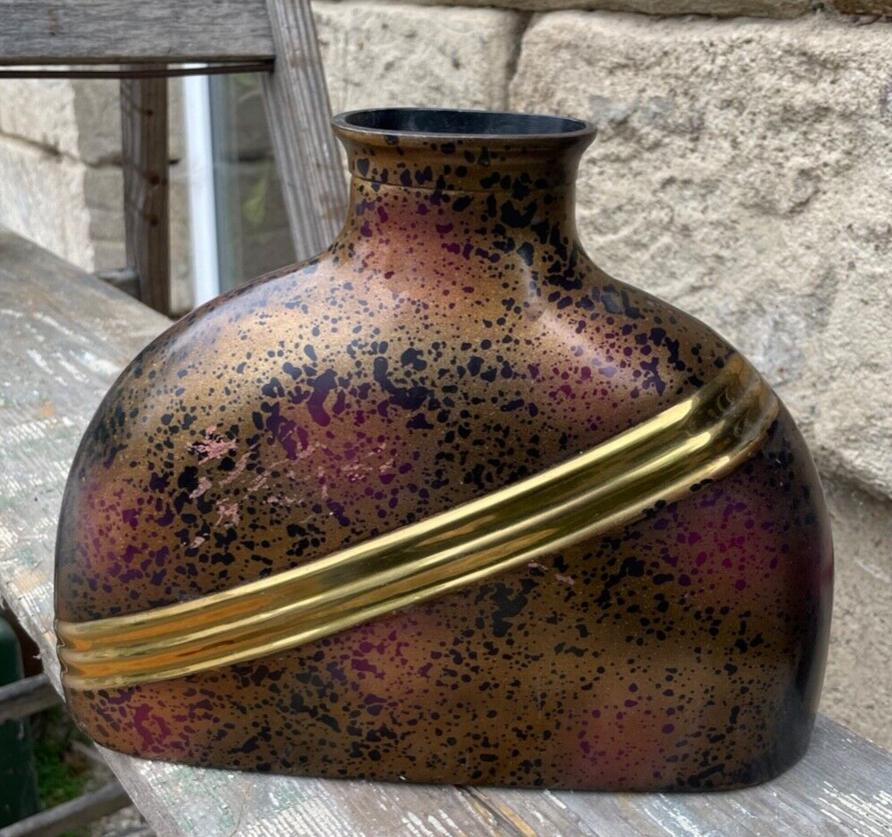 Große moderne dekorative Metall Vase Handarbeit Kupfer Messing farbig brüniert6