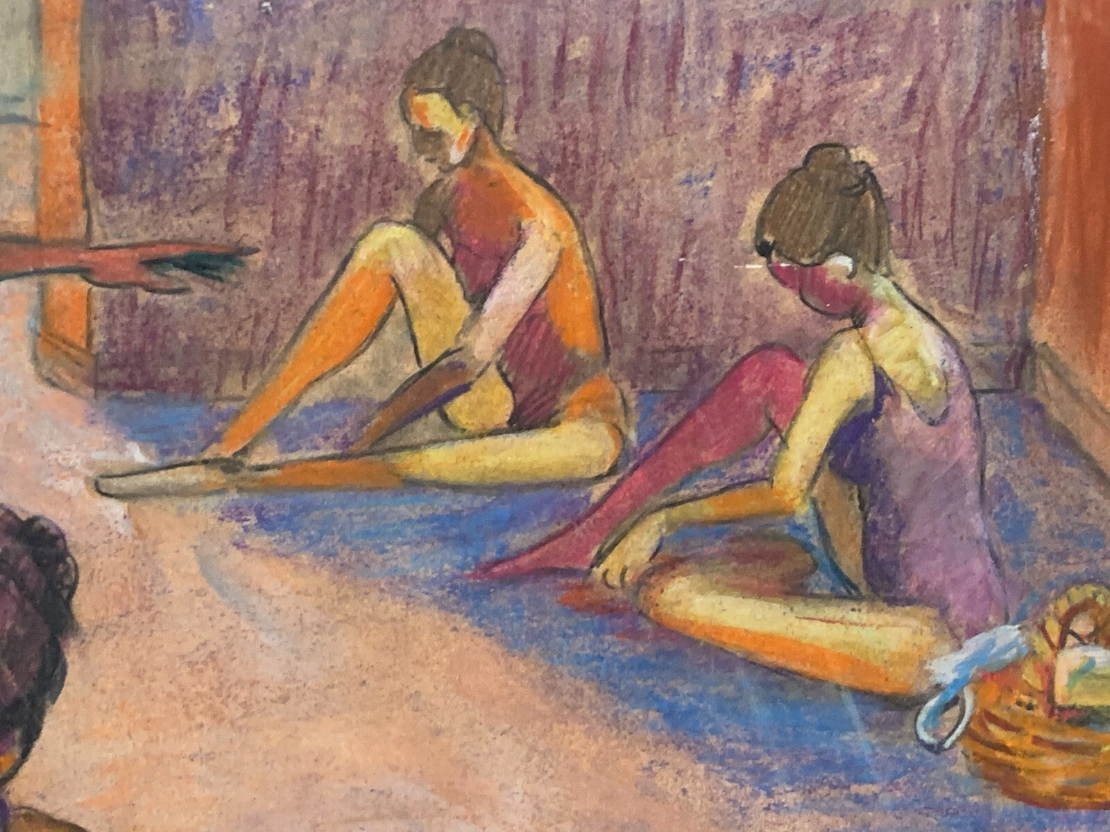 Alfred Tatzel - Hartfaserplatte - Gouache Tempra - 'Balettgruppe' - 19832