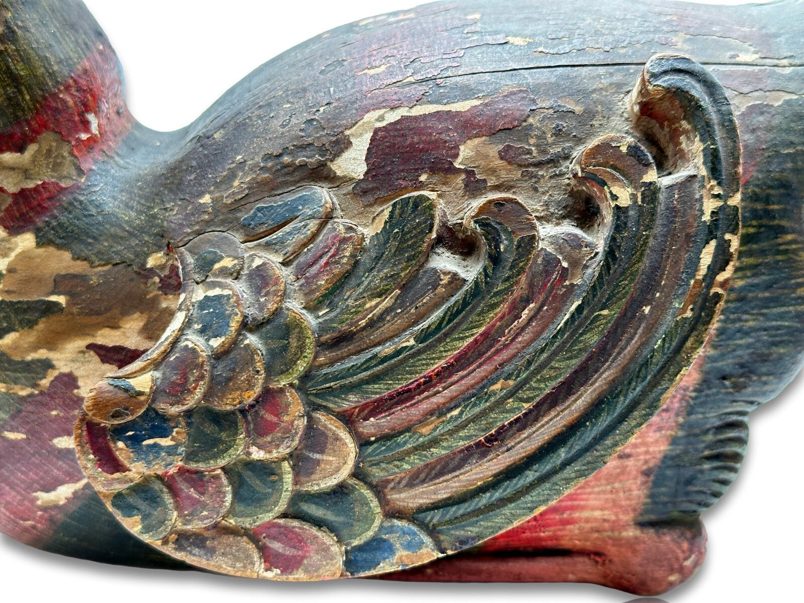 Mandarinente Mandarin Duck - antike japanische Schnitzerei 17. Jhd. - Holz2