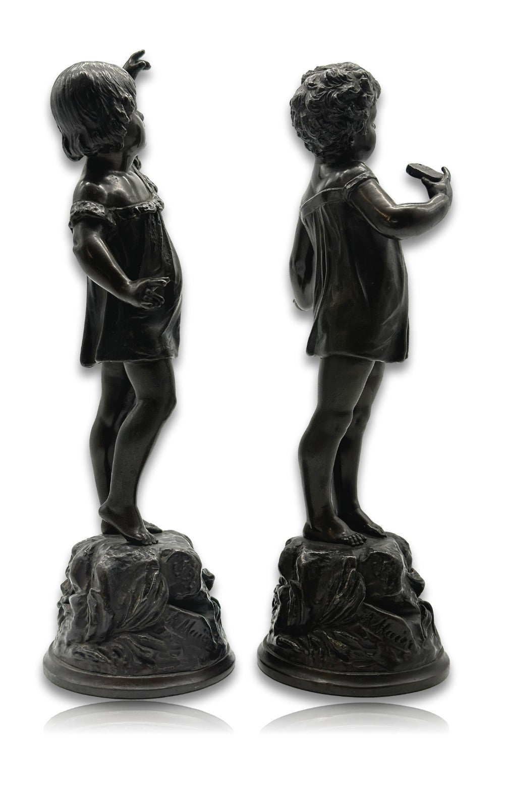 Alois Mayer - Kinderfiguren Paar - 28cm - Metallguss patiniert - signiert3