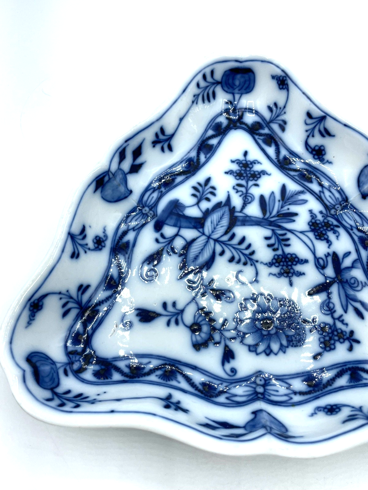 1 alte Teichert Porzellan Zwiebelmuster dreieckige Schale Salatschüssel gepflegt4