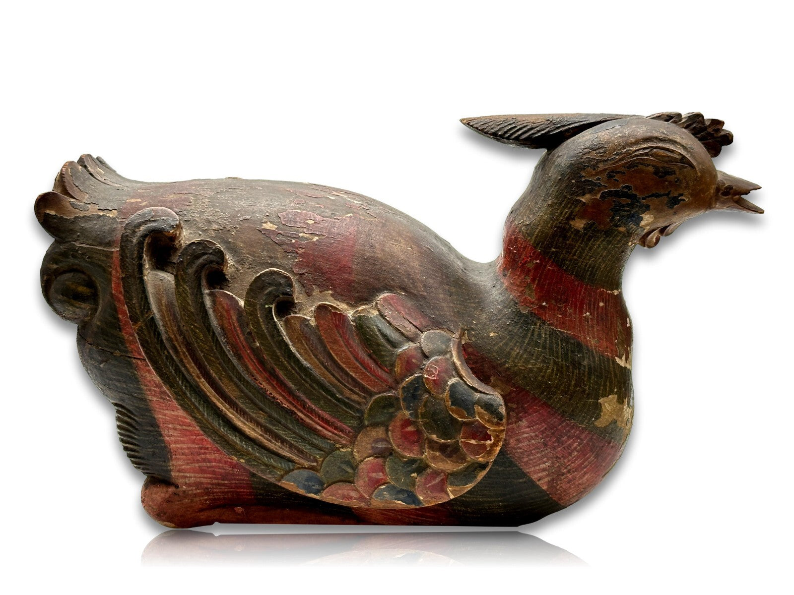 Mandarinente Mandarin Duck - antike japanische Schnitzerei 17. Jhd. - Holz7