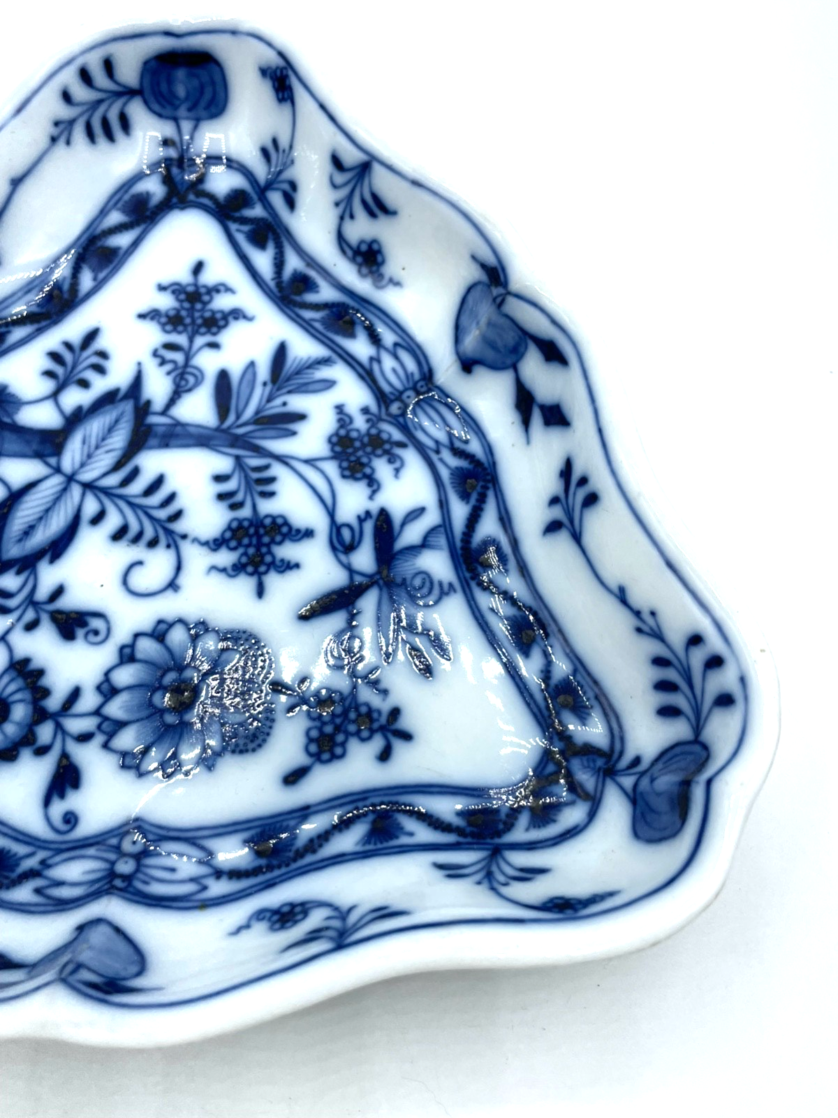 1 alte Teichert Porzellan Zwiebelmuster dreieckige Schale Salatschüssel gepflegt3