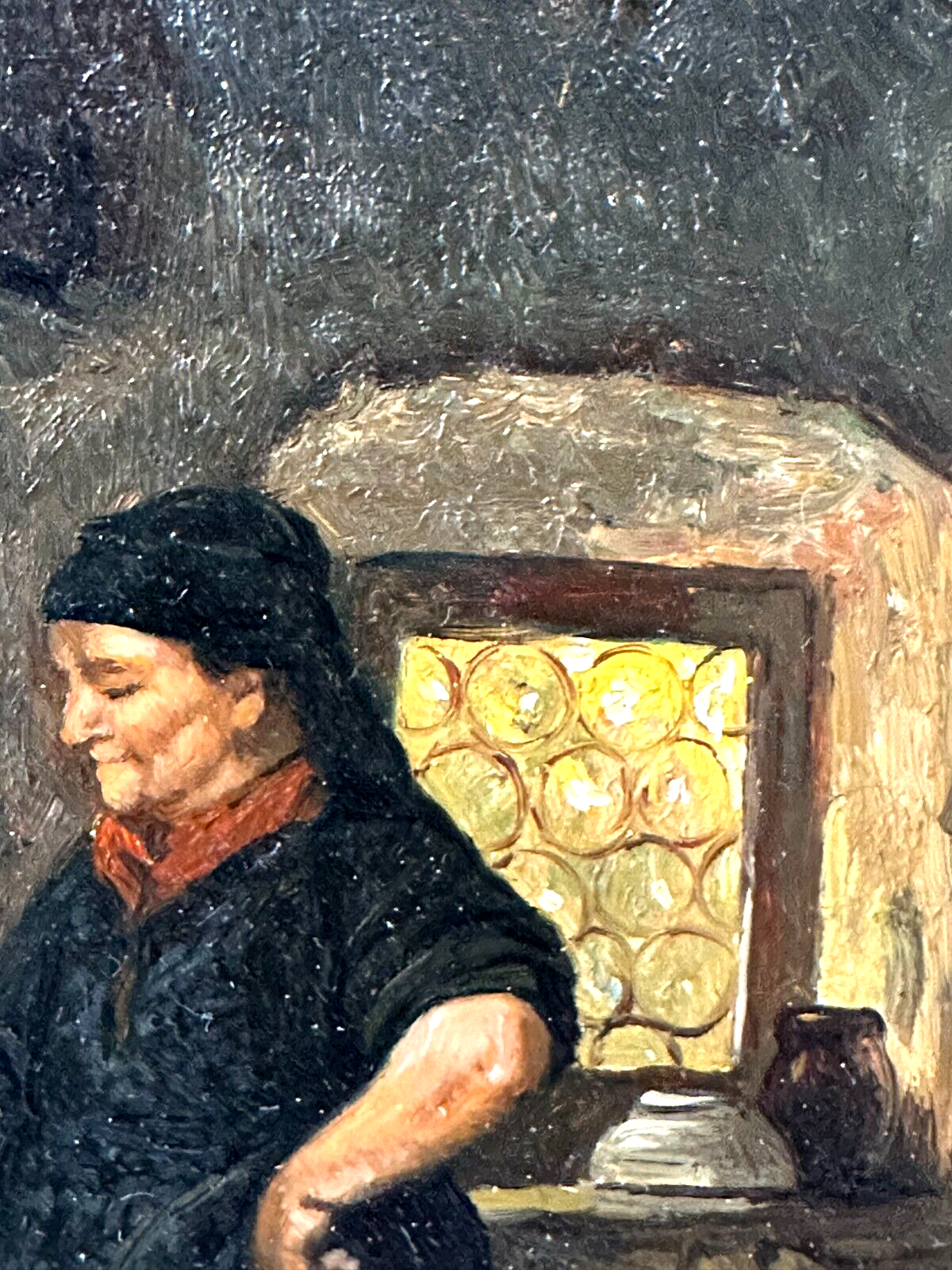 Öl auf Holz - Van der Pool - Genre Malerei - Signiert - Gerahmt - Küche mit Frau5