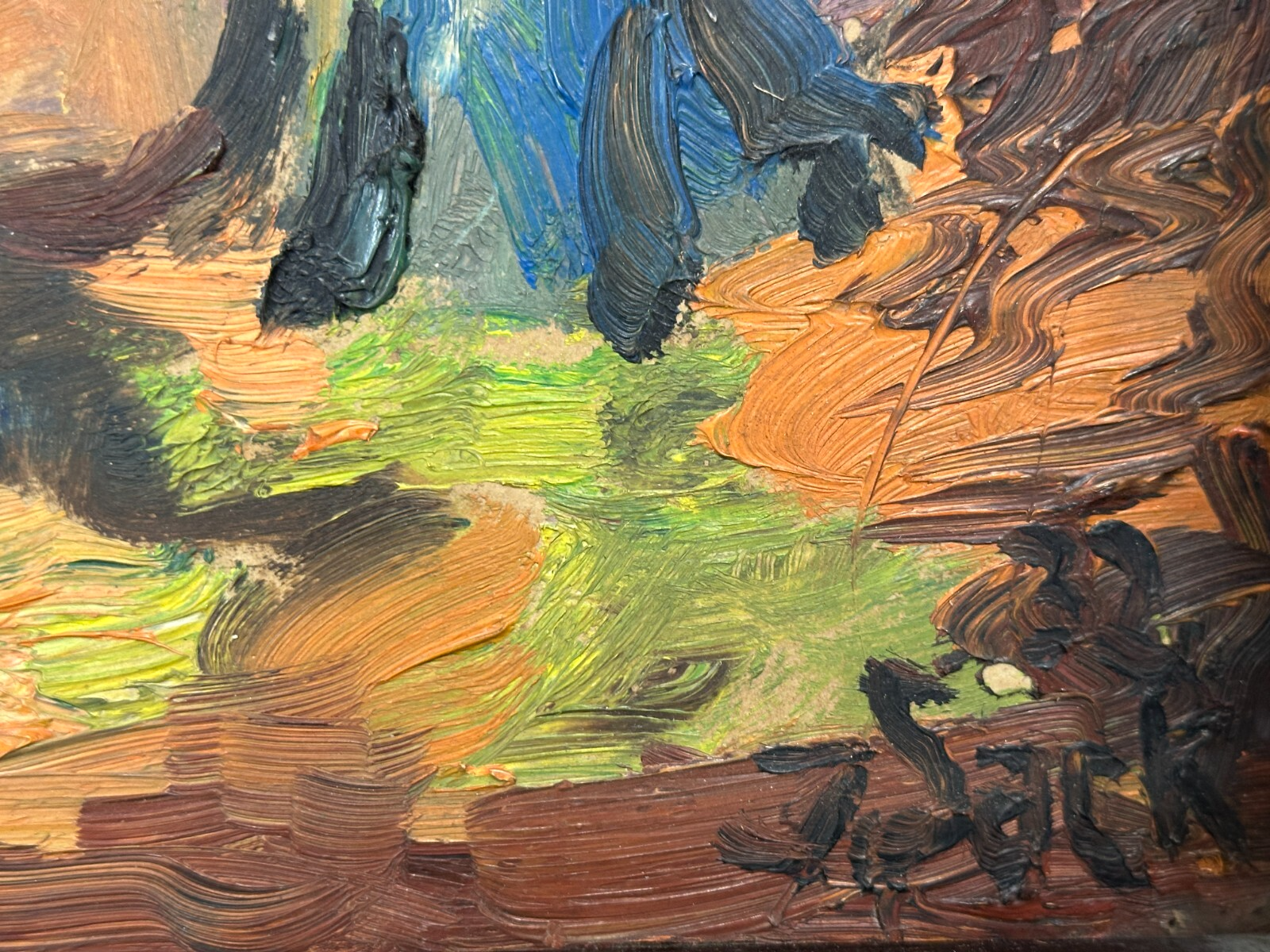 Johannes Sack 1890-1958 - Expressionistisches Waldstück – Öl auf Karton signiert10