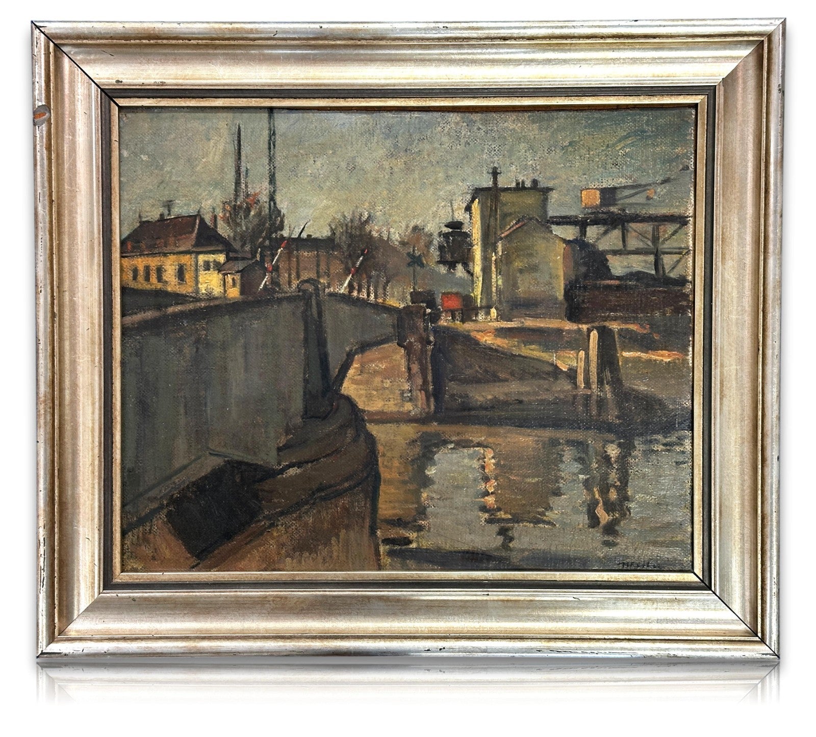 Georg Merkel 1881-1971 – Industriekanal – Öl auf Masonit - signiert - gerahmt0