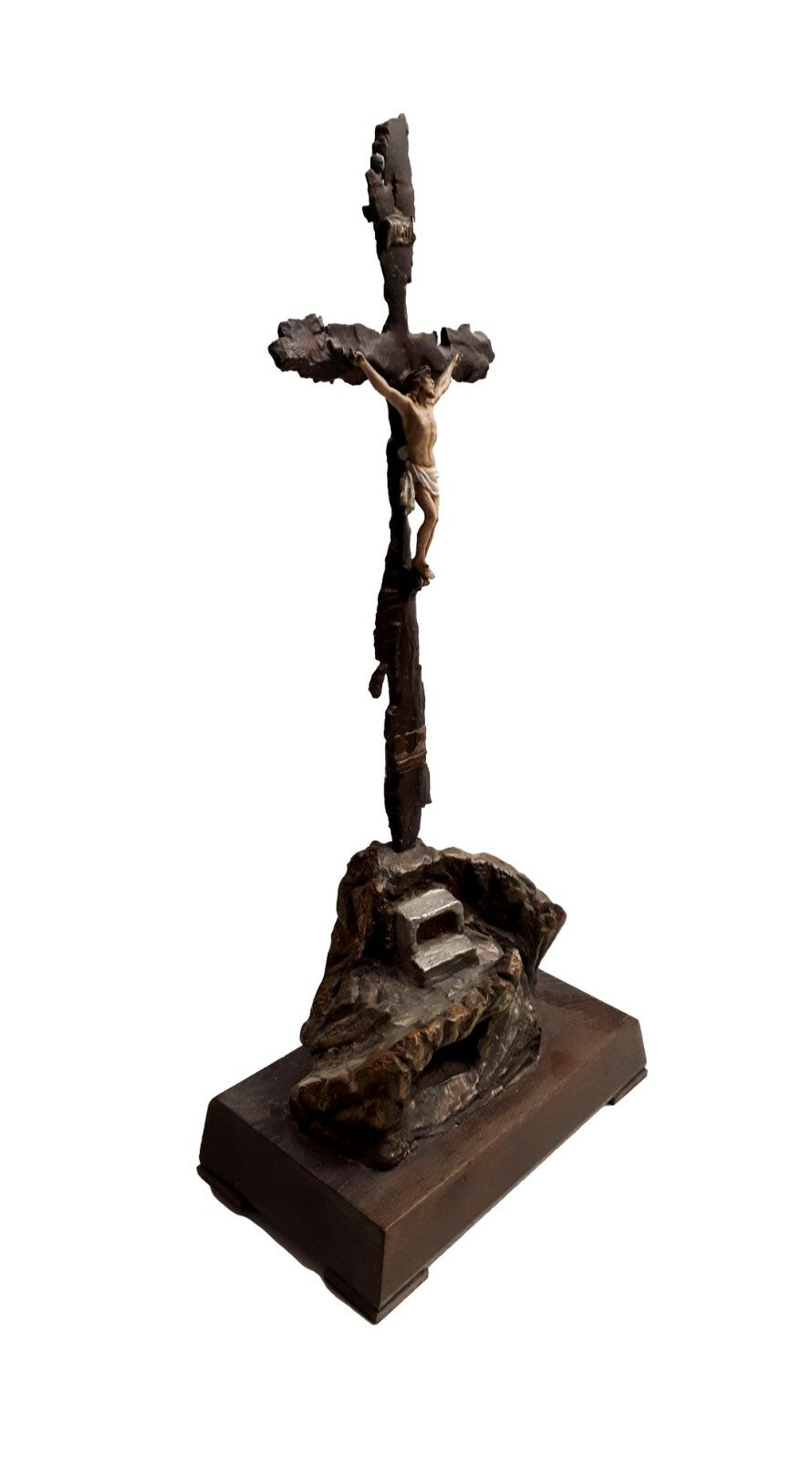Kruzifix Kreuz Jesuskreuz - Hausaltar - Standkreuz - Grabenkunst Granatsplitter2