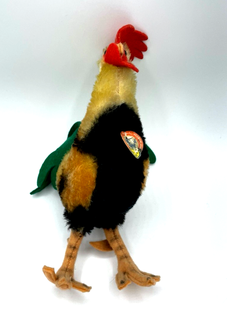 Vintage Steiff Mohair Hahn 60er Jahre mit Schild H ca. 19 cm gepflegt1