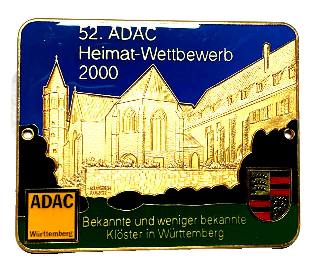 52. ADAC Heimat-Wettbewerb 2000 Klöster Württemberg Auto Plakette Car Badge0