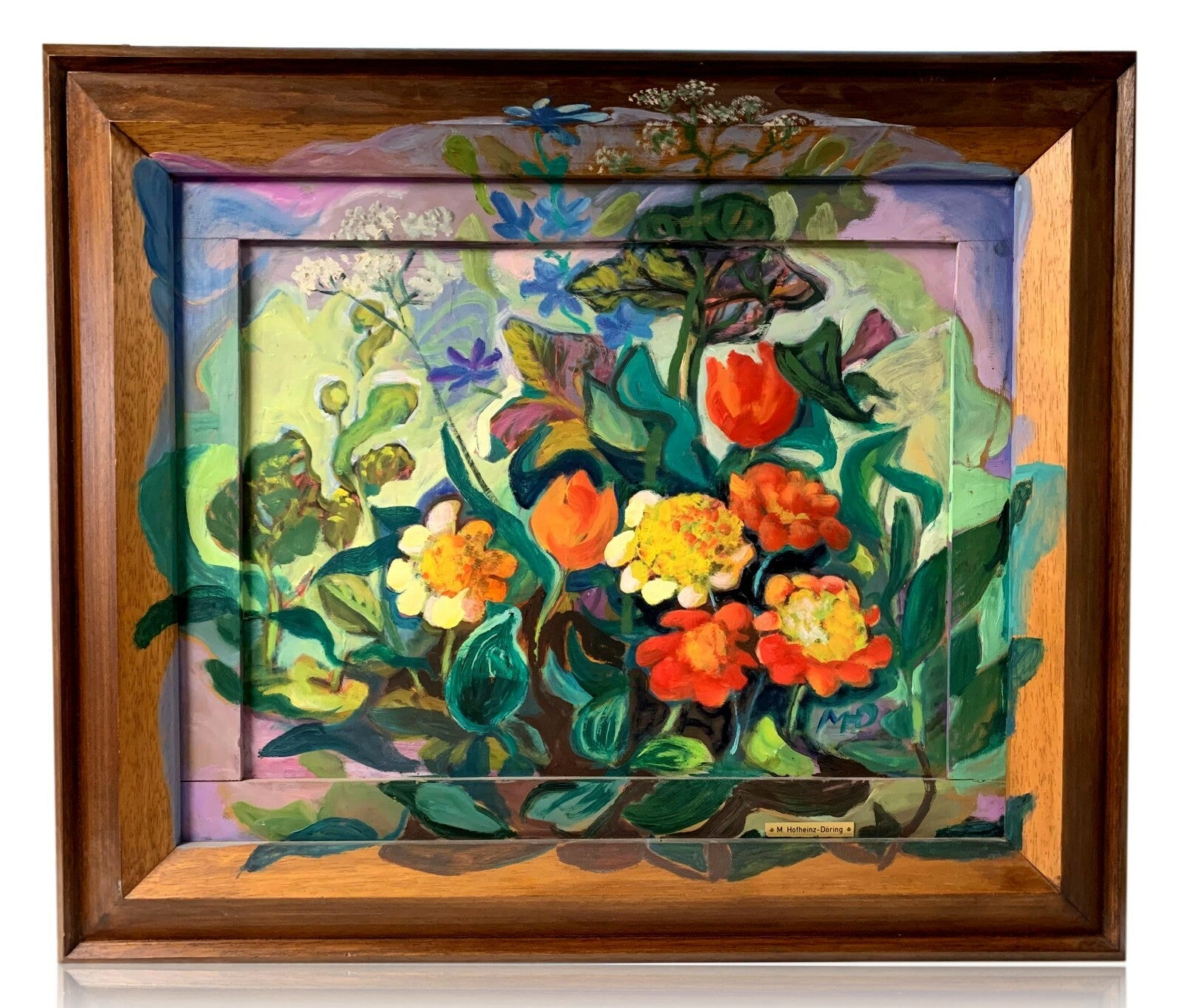Margret Hofheinz-Döring - Blumen im Park - Öl auf Karton - 1968 - signiert0