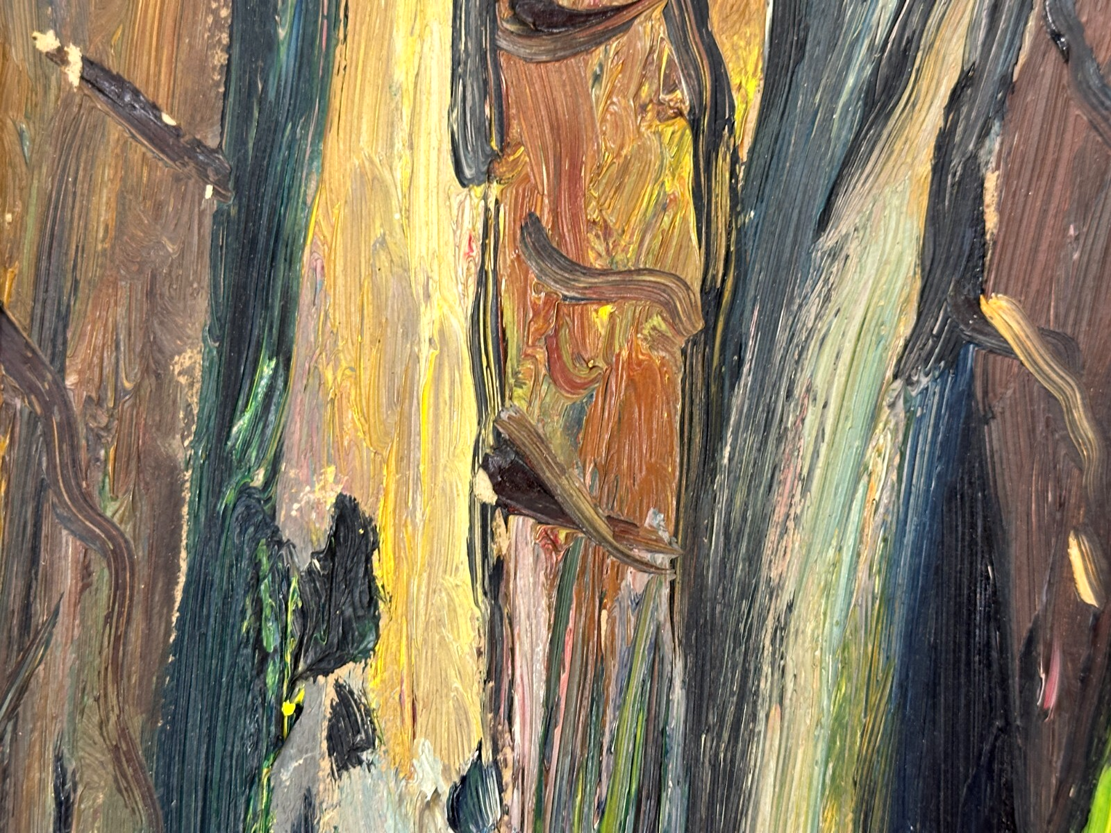 Johannes Sack 1890-1958 - Expressionistisches Waldstück – Öl auf Karton signiert4