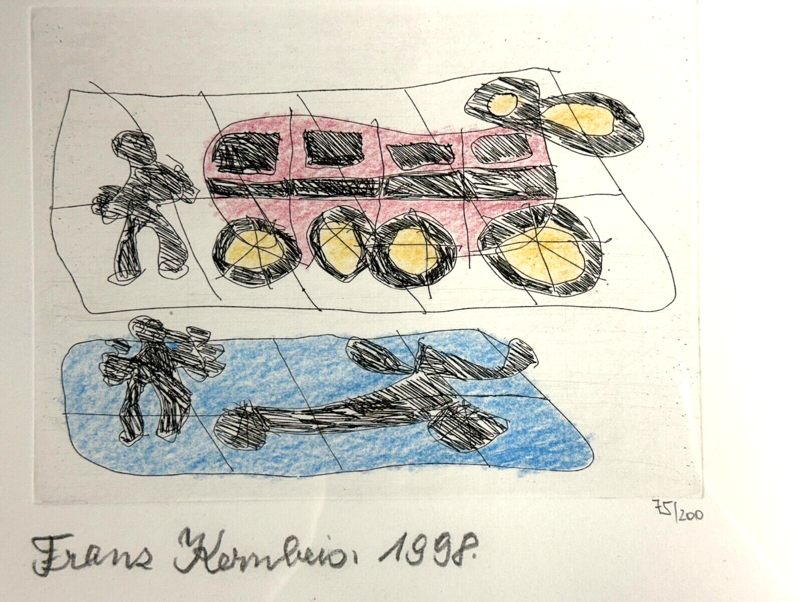 Franz Kernbeis - Radierung - mit Pastell koloriert - 1998 - Untitled - num. sig2