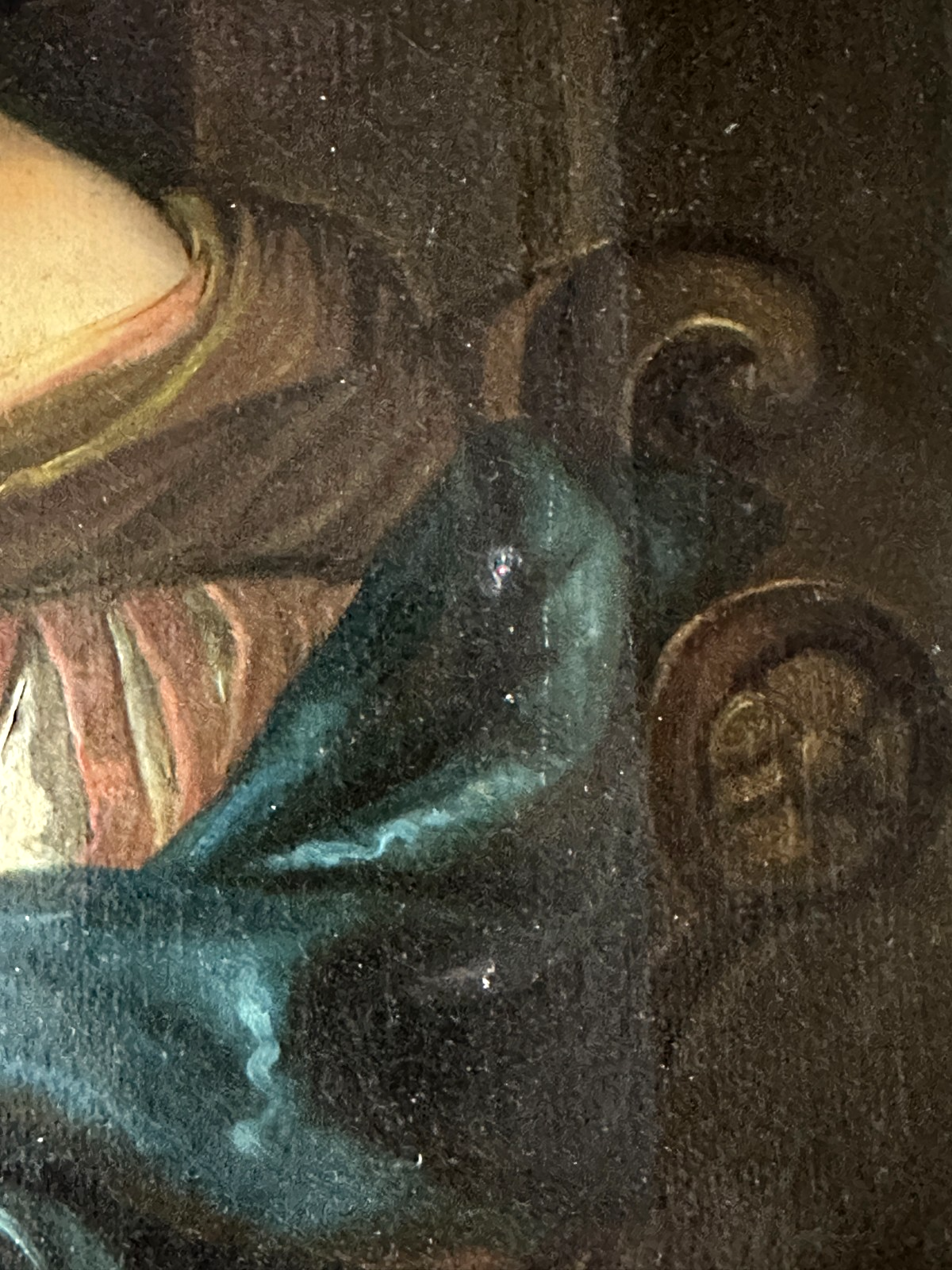 Antikes Ölgemälde auf Leinwand - Dame am Klavier - um 1860 - Goldrahmen6