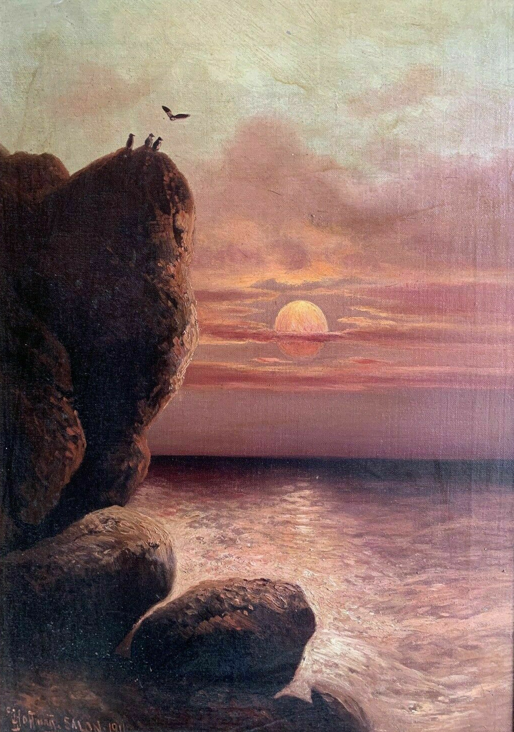 Georg Hoffmann-Salon 1911 - Ölgemälde - Dämmerlandschaft am Meer - gerahmt0