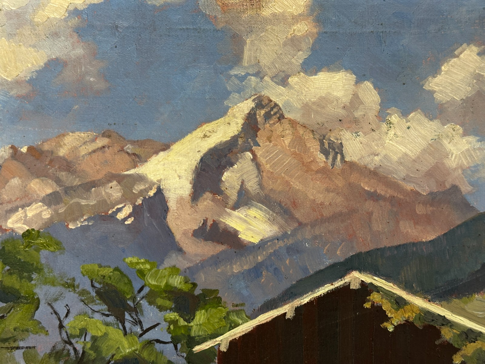 Ernst Feuerstein 1903–1960 Bauernhof an der Zugspitze Öl auf Masonit - signiert2