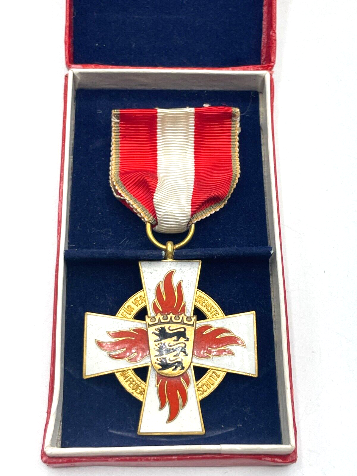 Feuerwehr Ehrenzeichen Verdienstkreuz 40 Jahre Land Baden-Württemberg im Etui1