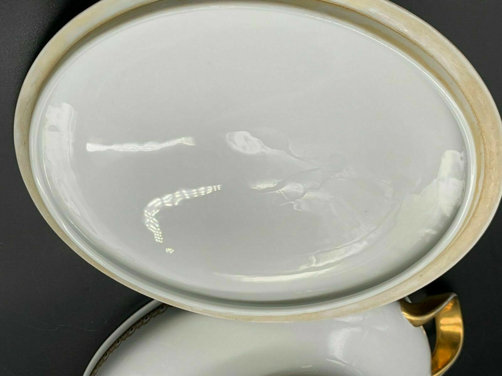 Krautheim Porzellan - Suppenterrine oval Suppenschüssel mit Deckel - Gold - 19157