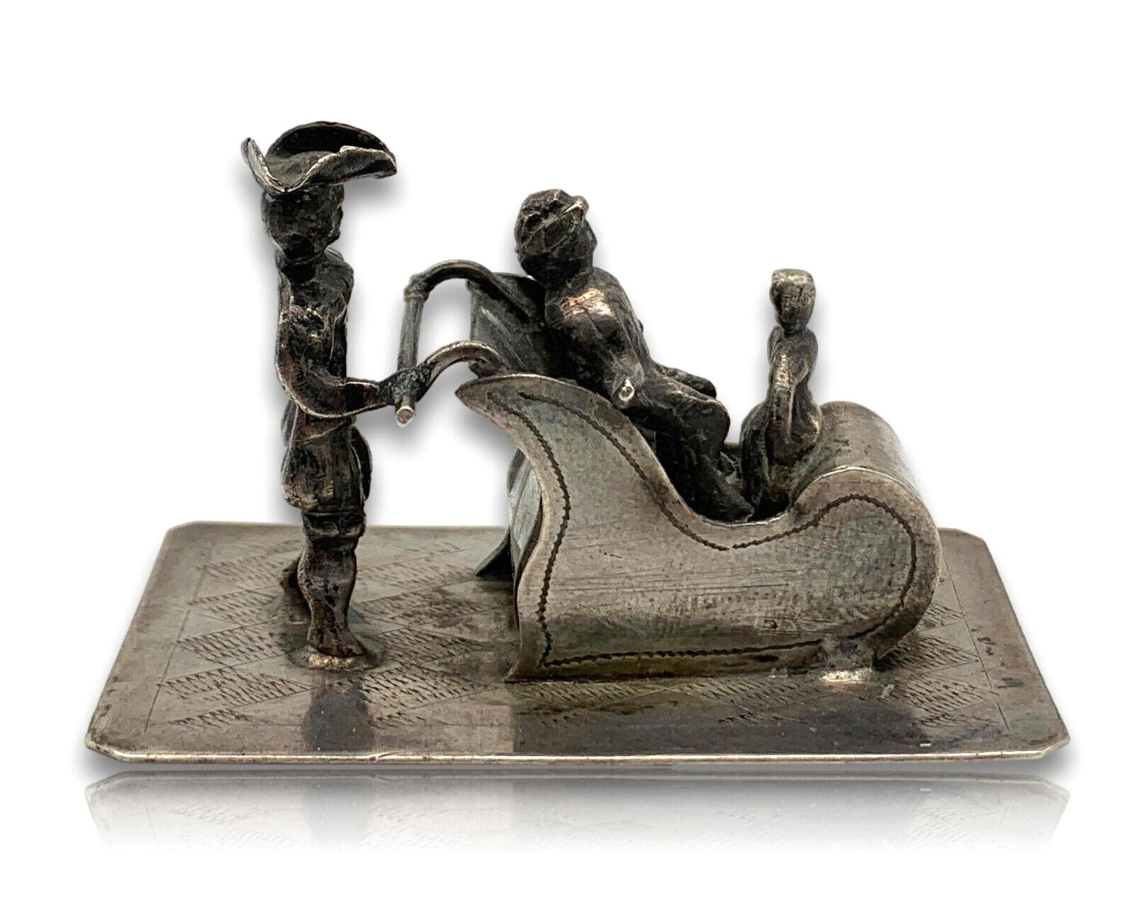 Miniatur Schlitten Schlittenfahrt Silber - Bijkamp Steenwijk Niederlande 19005
