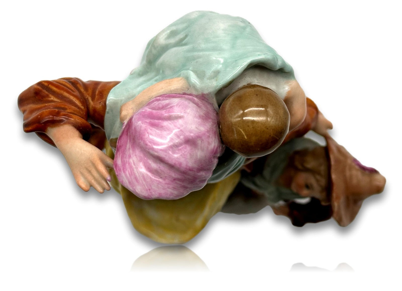 Jugendstil Sitzendorf Porzellanfigur – Frau mit Kindern um 1900 – fein bemalt10