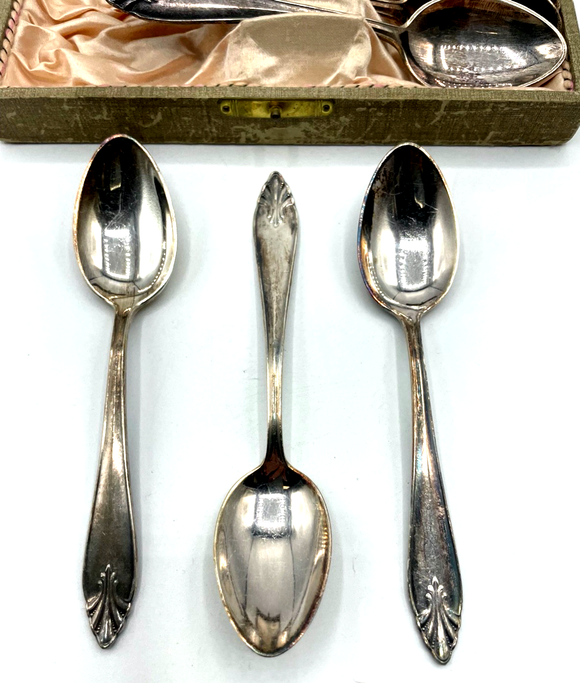 6 + 3 Kaffeelöffel o Teelöffel 100er Silber Auflage ZENTRA in Orig. Box um 19102