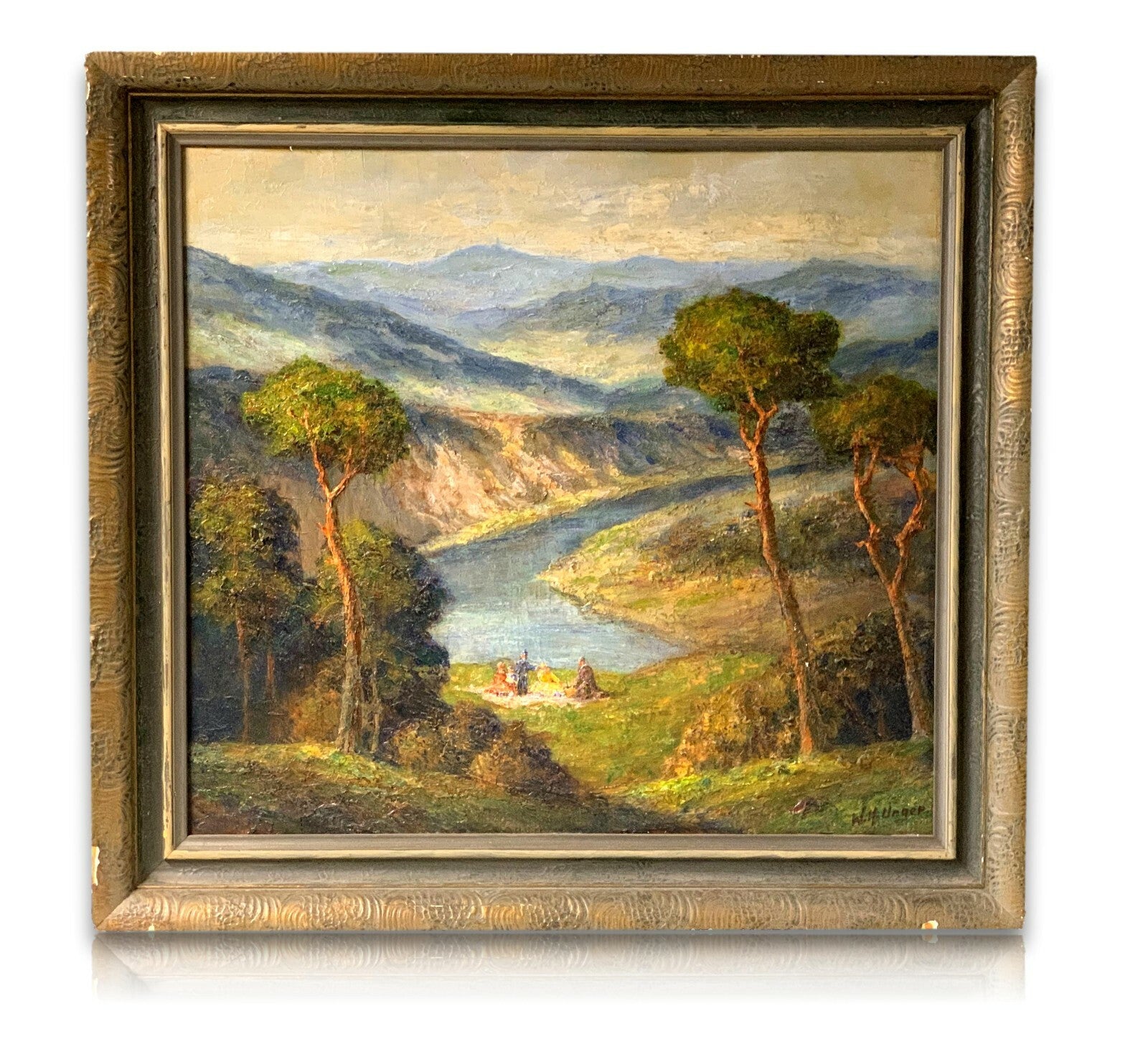Wolfgang Heinz Unger *1929 - Wanderrast - Öl auf Holzplatte - gerahmt - signiert0