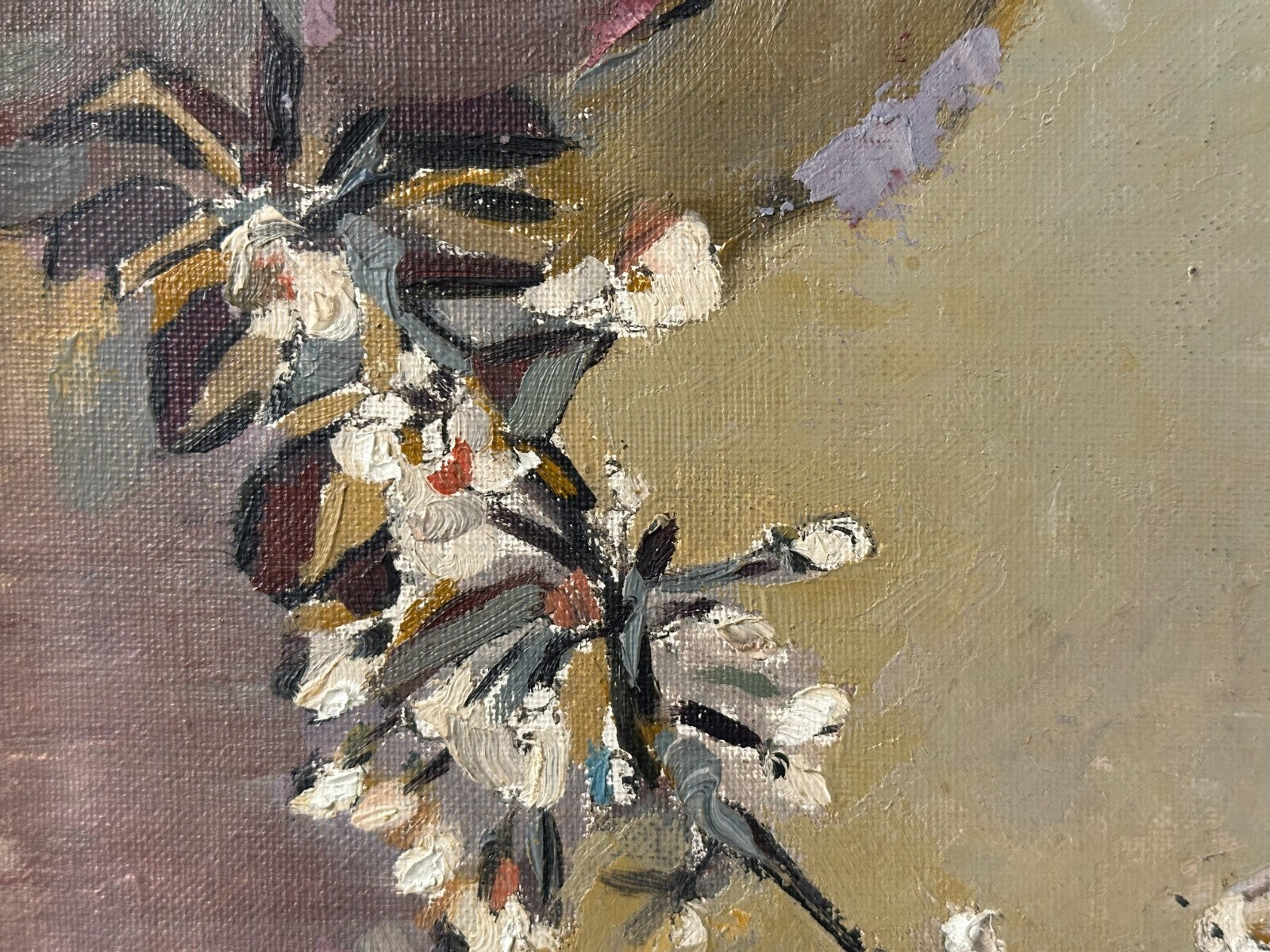 Öl auf Leinwand auf Platte - Stillleben Kirschblüten - Helmut Baumann 1894-19783
