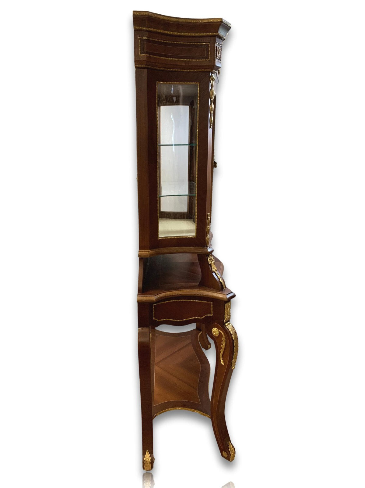 Aufsatzvitrine Vitrinenschrank - barocker Stil - Holz furniert - Metallbeschläge2