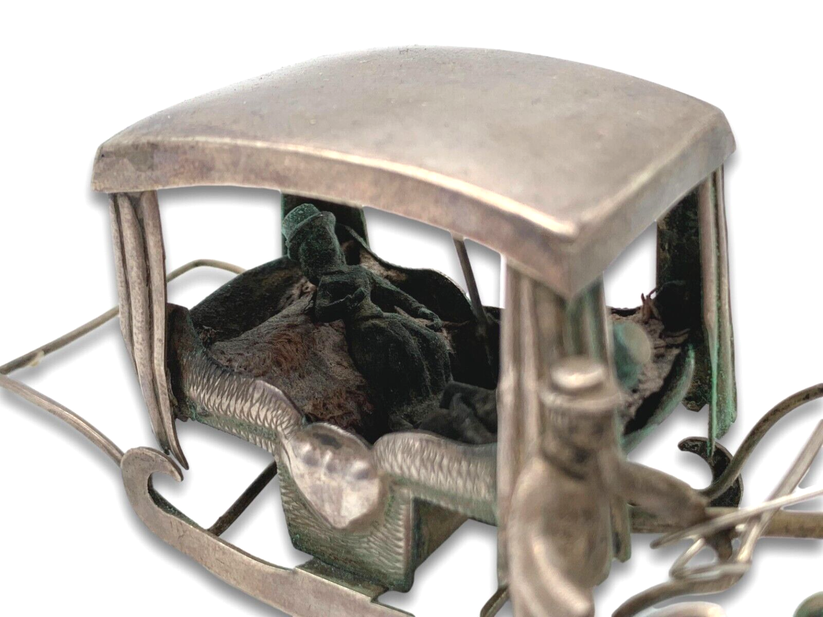 Miniatur Schlitten Stierkutsche Ochsen Schlittenfahrt Silber - Niederlande 19005