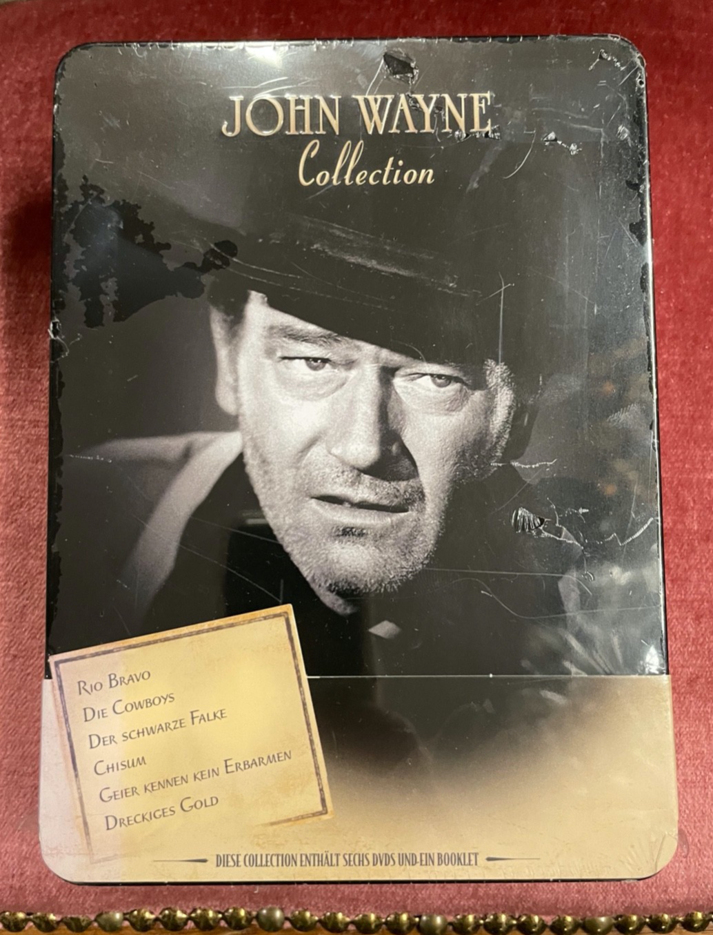 Original verpackt John Wayne Collection 6 DVD Sammlung Booklet in Metallbox0
