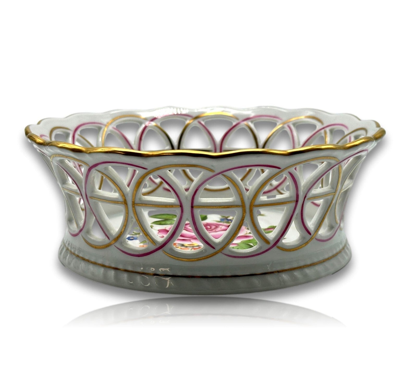 Herend 7404 PBR - Durchbruch Schale Korb - Porzellan - Petit Buoquet de Roses2