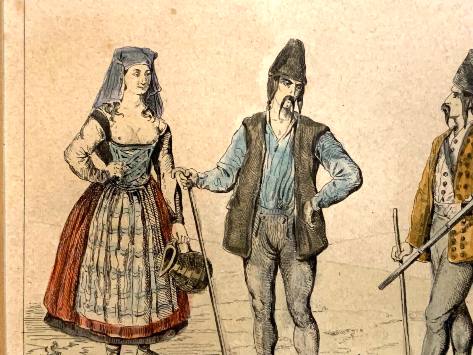Alexandre Lacauchie - Kupferstich koloriert - historische Kleidung Istrien Kroat3