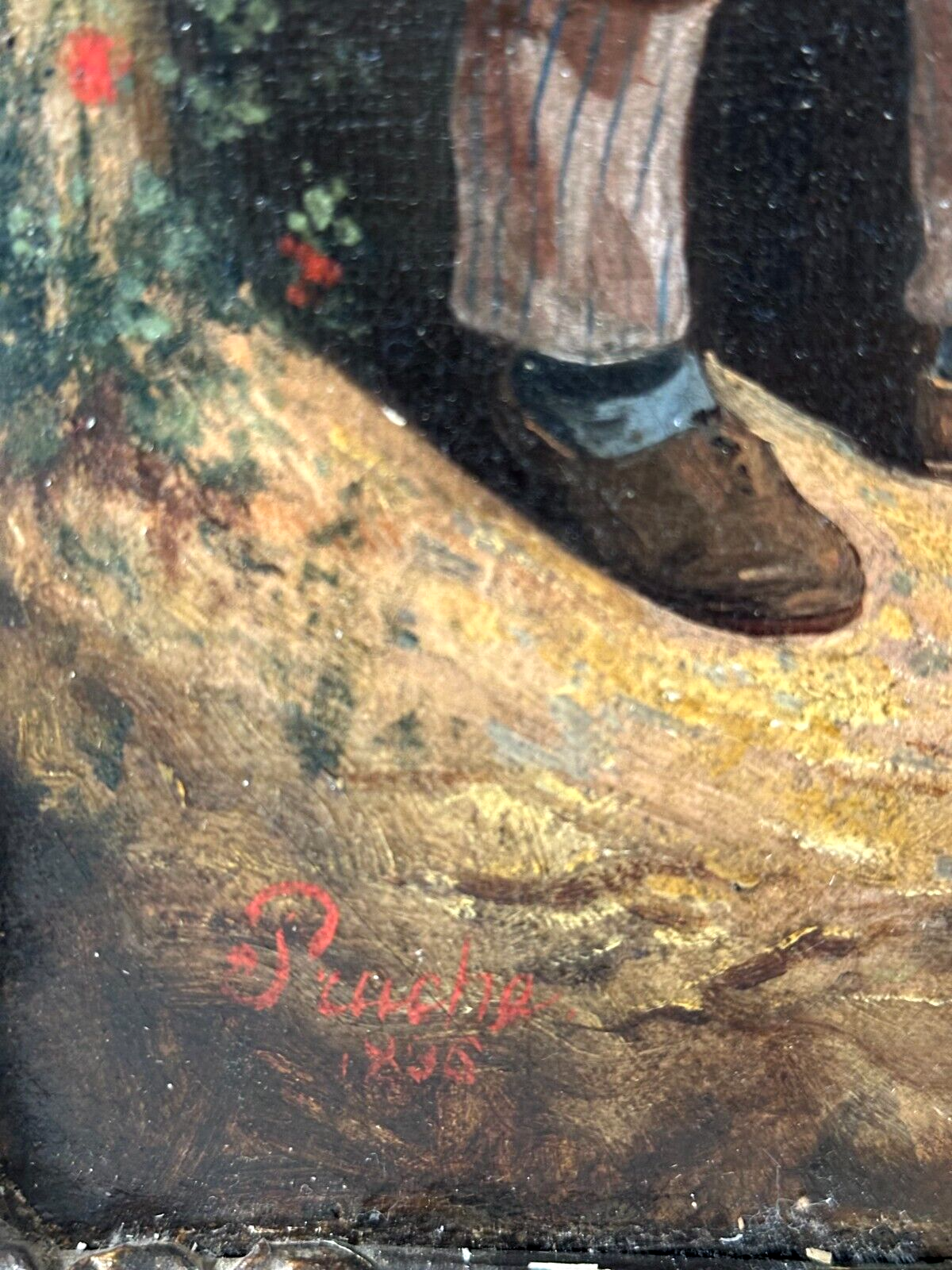 Öl auf Leinwand - Clement Pruche 1811–1890 - Straßenmusiker 1836 - signiert9