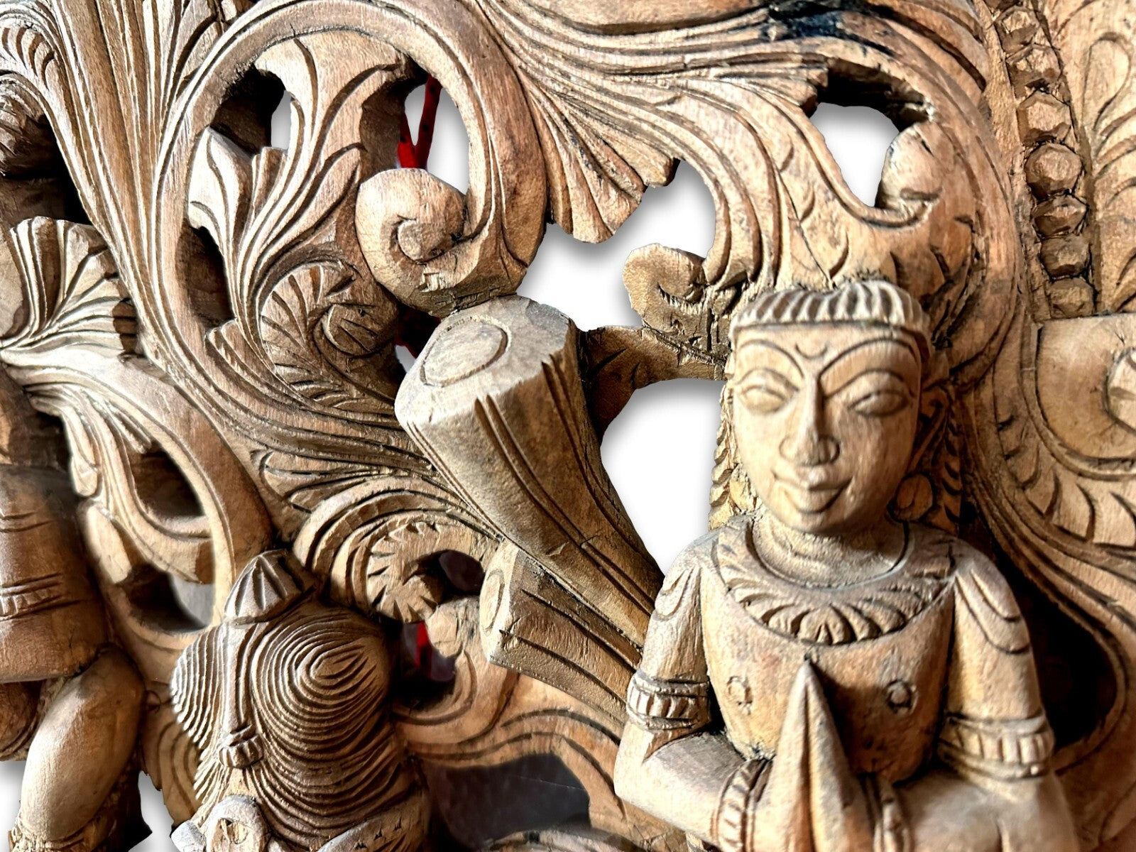 Großes geschnitztes Wandrelief - Indien - Gott Shiva Krishna - 20. Jhd. Holz3