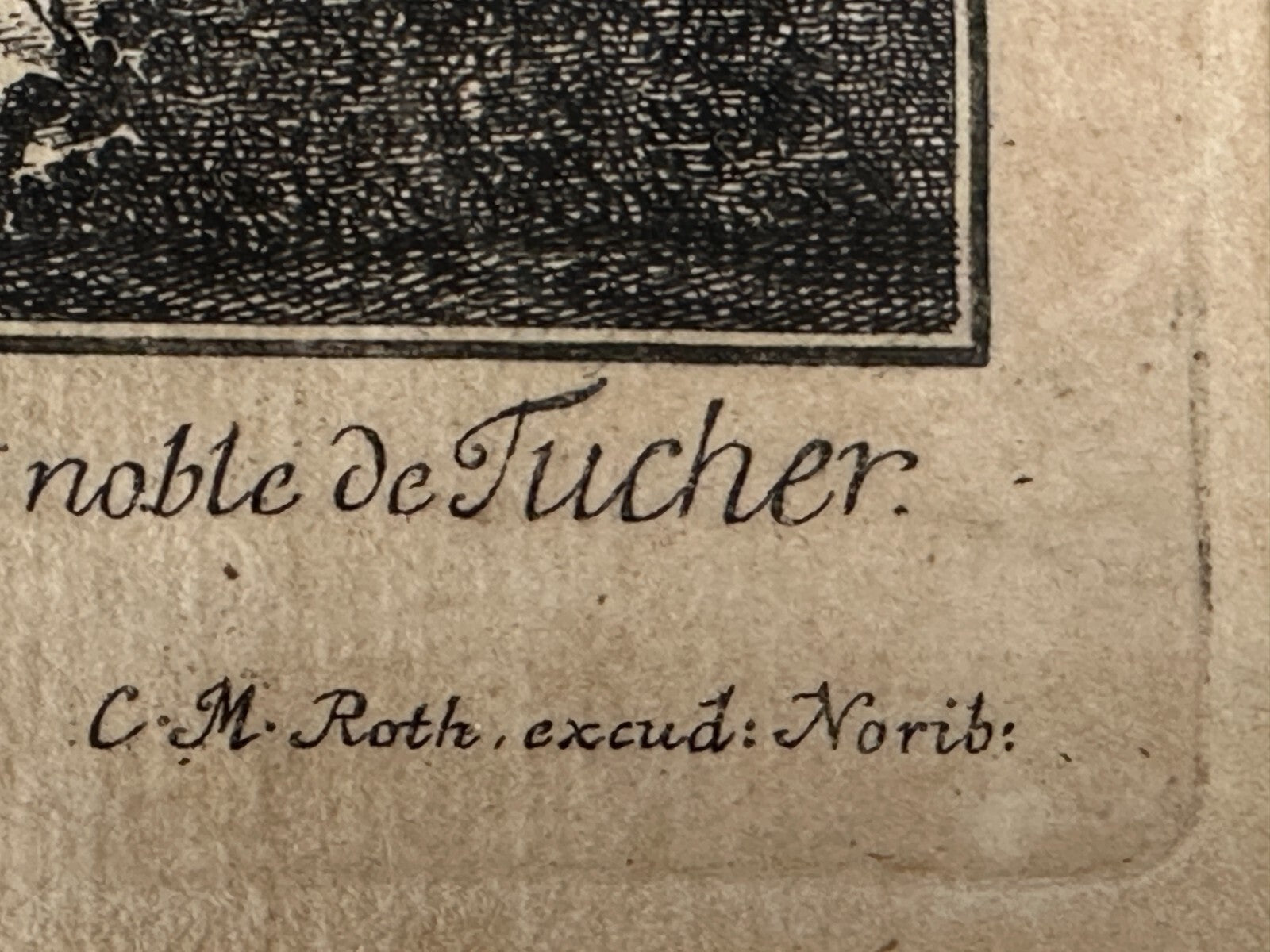 Behringersdorf Tucherschen - Kupferstich 1759 - gerahmt Passepartout hinter Glas9