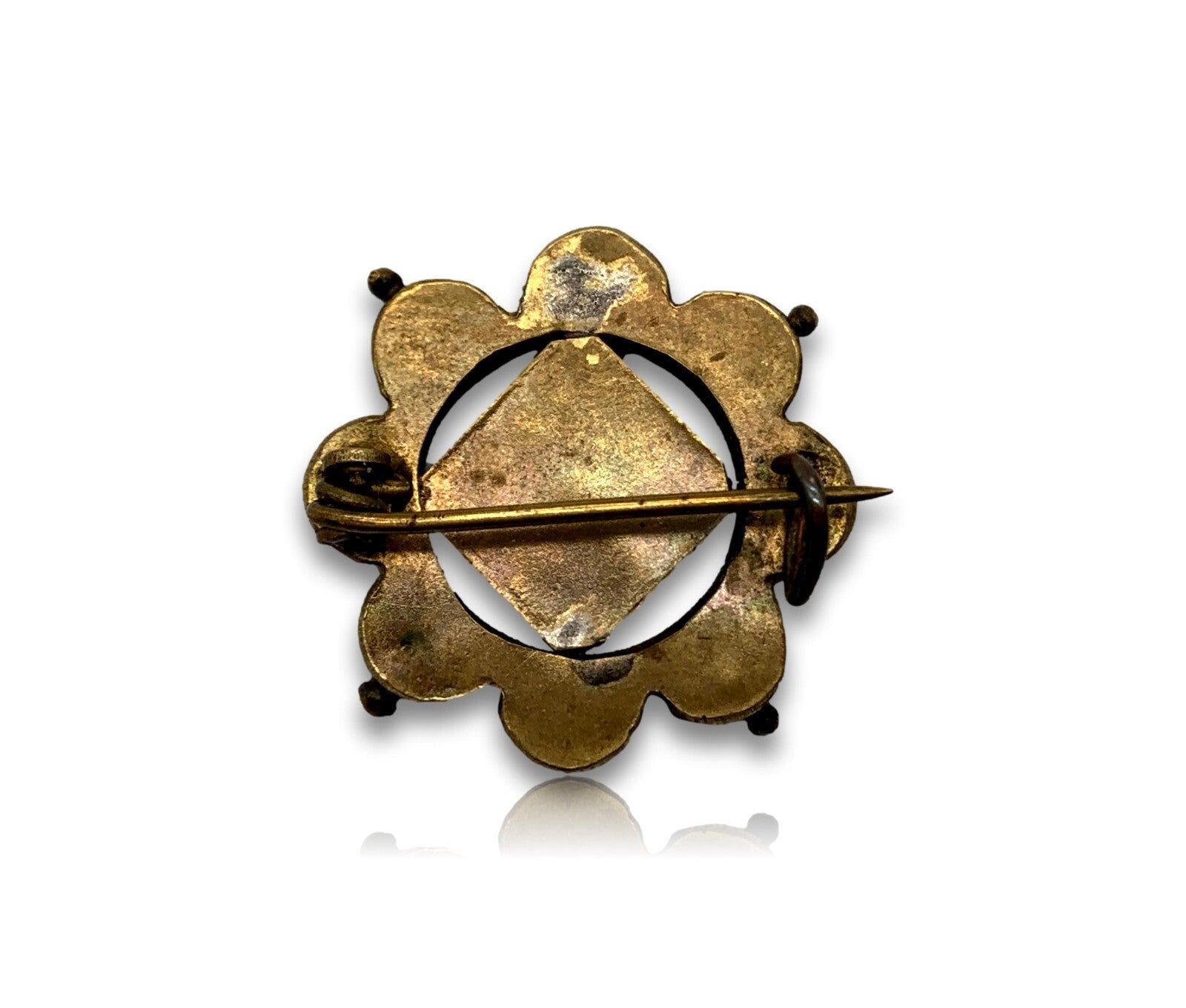 Brosche Brooch - italienische Millefiori um 1900 - Tombak - florales Design4