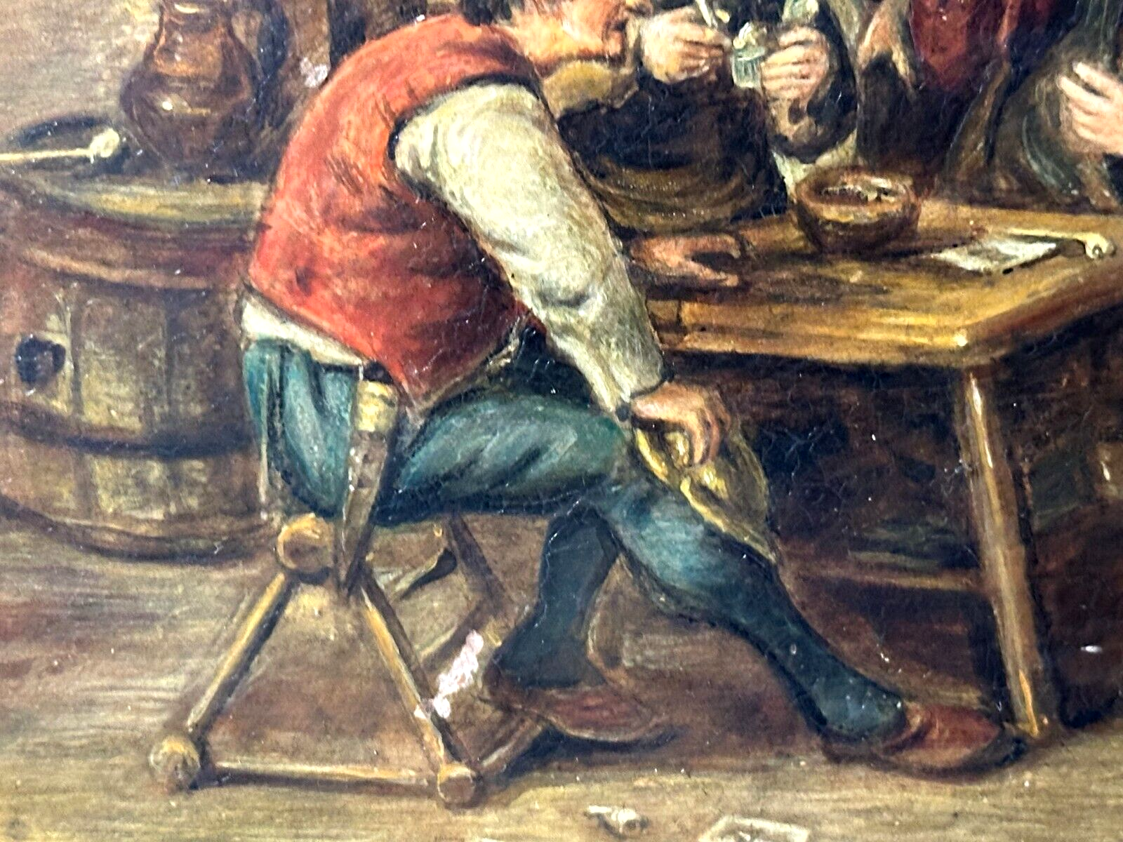 Öl auf auf Kupferplatte - Genre - Wirtshausszene nach David Teniers - gerahmt8