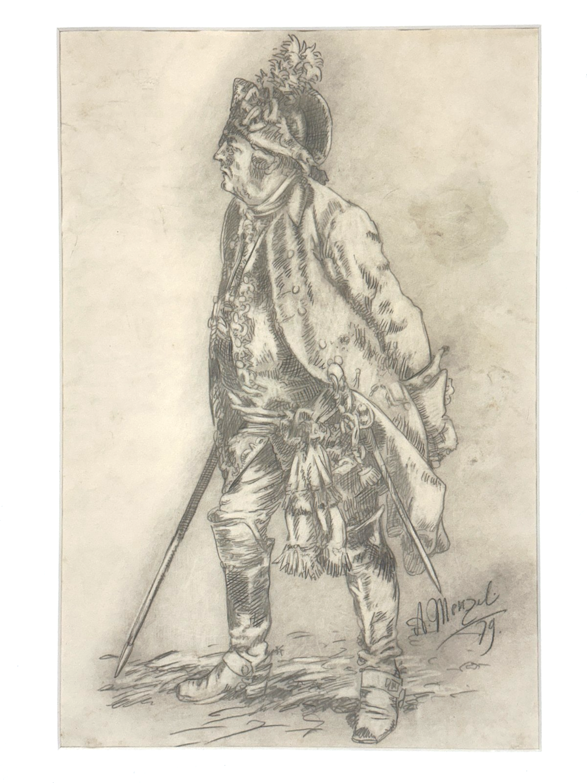 Historische Zeichnung eines uniformierten Mannes – Wirkungskreis Adolph Menzel1