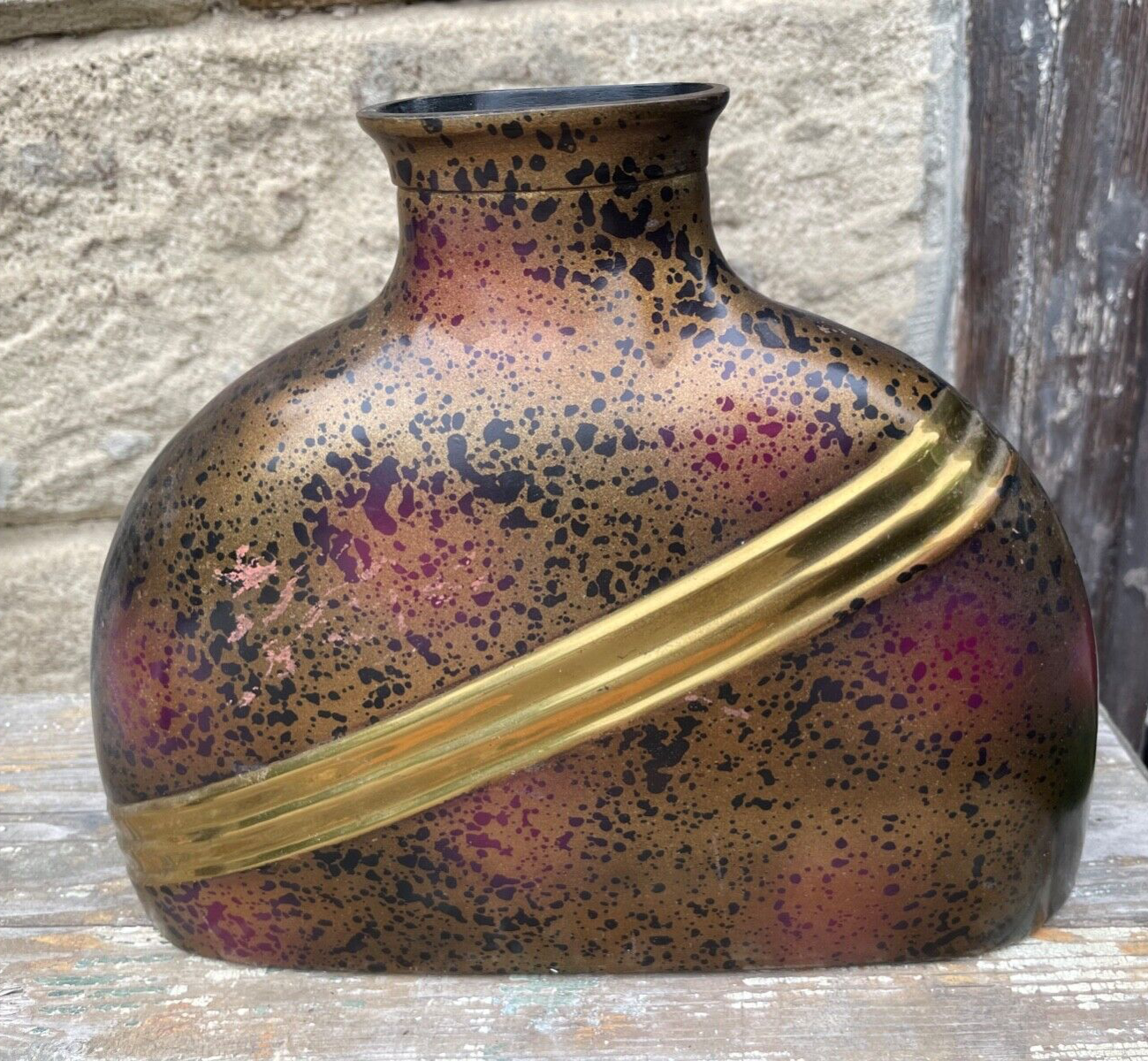 Große moderne dekorative Metall Vase Handarbeit Kupfer Messing farbig brüniert5