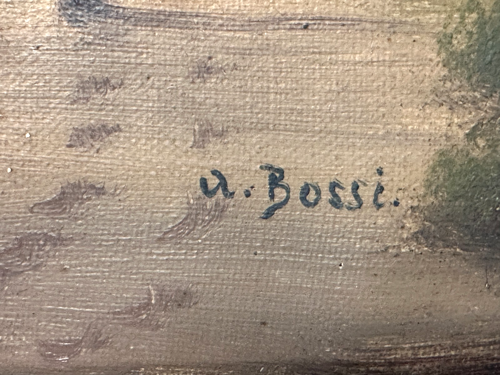 Alpenlandschaft um 1900 – A. Bossi – Öl auf Leinwand – romantische Bergszene9